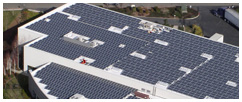 Hundreds of solar panels on a commercial building rooftop cleaned by Paul Blacks.